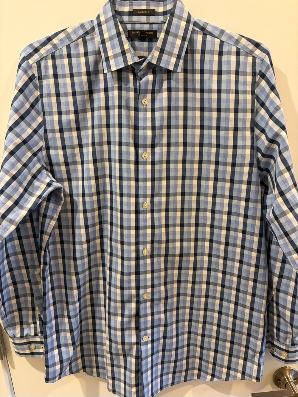 Banana Republic Blue and White Check Button-Down Shirt